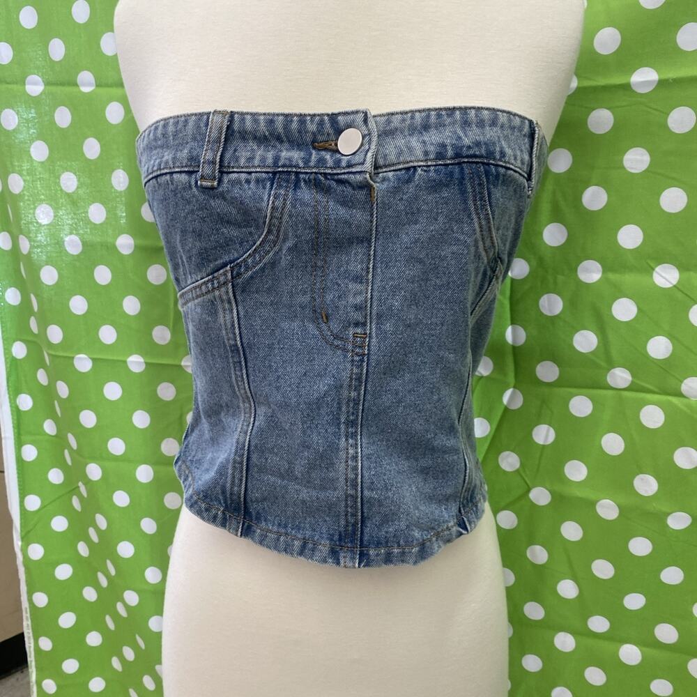 Molly Green Denim Tube Top Size M Blue K18